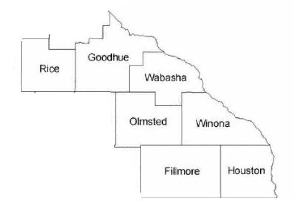 Map of southeast minnesota counties