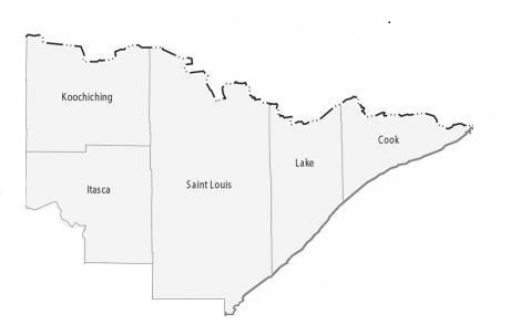Map of North East Minnesota Counties